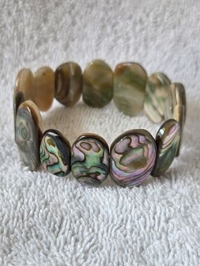Paua (abalone) Shell Reversible Stretch Bracelet
